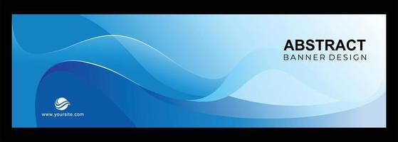 Abstract blue wavy banner design vector