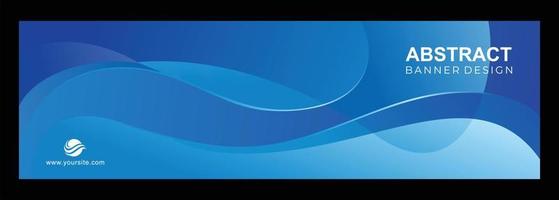 Abstract blue color wavy banner design vector