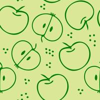 apples seamless pattern hand drawn in doodle. fruits in a simple line style. vector