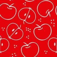 apples seamless pattern hand drawn in doodle. fruits in a simple line style. vector