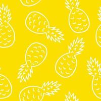 pineapple seamless pattern hand drawn in doodle. tropical fruits in a simple line style.