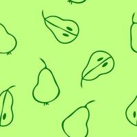 pear seamless pattern. fruits hand drawn in doodle style. simple line art food vector