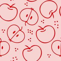 apples seamless pattern hand drawn in doodle. fruits in a simple line style. vector