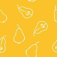 pear seamless pattern. fruits hand drawn in doodle style. simple line art food vector