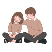 People in love, cartoon flat illustration of diverse cartoon young people actions of happiness, falling in love and love sharing png