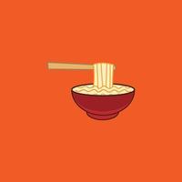 ilustración vectorial de fideos en un tazón simple adecuado para editar y otros materiales vector