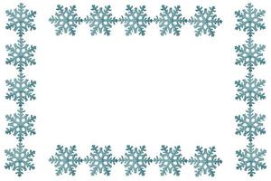 Colorful beautiful snowflakes isolated on white background. Frame. photo