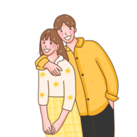People in love, cartoon flat illustration of diverse cartoon young people actions of happiness, falling in love and love sharing png