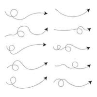 Set of Dashed Line Arrows vector