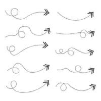 Set of Dashed Line Arrows vector