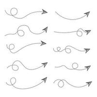 Set of Dashed Line Arrows vector