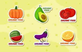 Organic Food Shopping Stickers Set vector