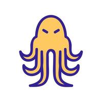 angry squid with long tentacles icon vector outline illustration