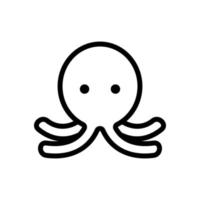 calamar de cuatro tentáculos con ilustración de contorno de vector de icono de cabeza enorme