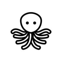 pulpo aterrador con muchos tentáculos icono vector ilustración de contorno