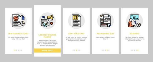 Copywriting Content Strategy Onboarding Icons Set Vector