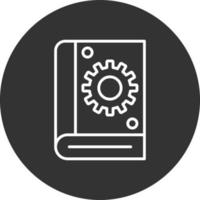 configuración de línea de libro icono invertido vector