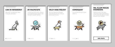 Dog Domestic Animal Onboarding Icons Set Vector