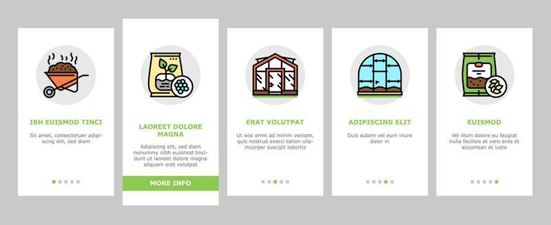 Gardening Equipment Onboarding Icons Set Vector