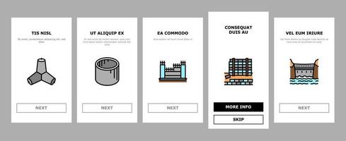 Concrete Production Onboarding Icons Set Vector