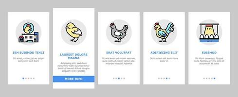 Chicken Meat Factory Onboarding Icons Set Vector