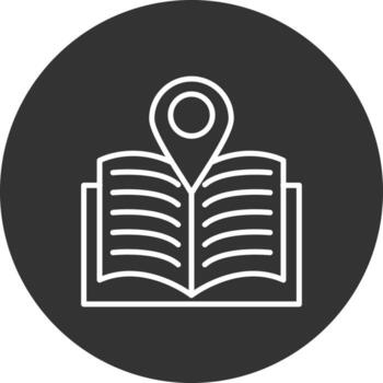 icono de línea de ubicación de biblioteca invertida vector