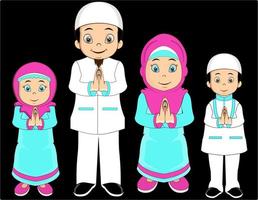 moslem family cartoon iluustration vector