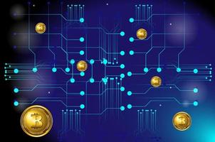 bit coin cryptocurrency on network illustration vector