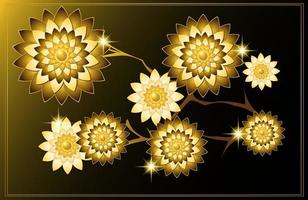 golden flower on dark background illustration vector
