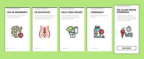 Digestion Disease And Treatment Onboarding Icons Set Vector