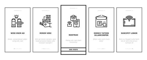 Rfid Chip Technology Onboarding Icons Set Vector