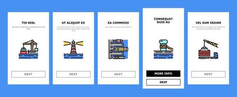Container Port Tool Onboarding Icons Set Vector