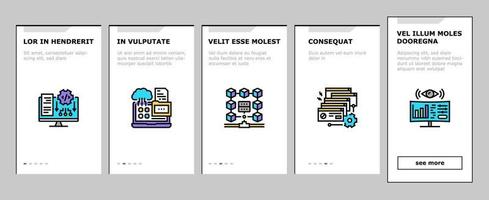 System Work Process Onboarding Icons Set Vector