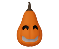 Rendering 3d di zucca di halloween occhi neri e bocca bianca, elemento di design di sfondo minimo di halloween png