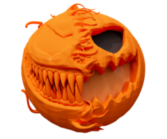 rendu 3d de citrouille d'halloween avec un visage maléfique, un minimum d'arrière-plan d'halloween halloween png