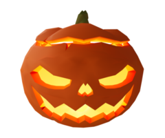 ilustração 3D de abóbora de halloween dentro de vela brilhando, elemento de design de fundo de halloween png