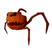 ilustração 3D da abóbora de halloween de aranha vista lateral mínima elemento de design de fundo de halloween png