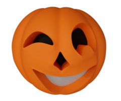 Rendering 3d di zucca di halloween occhi neri e bocca bianca, elemento di design di sfondo minimo di halloween png