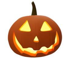 Illustrazione 3d della zucca di Halloween all'interno della candela incandescente, elemento di design di sfondo di Halloween png