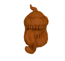 Rendering 3d di zucca di halloween con viso e denti spaventosi sfondo minimo di halloween png