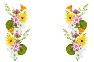 Floral background. Wildflowers isolated on a white background. Bouquet of flowers. photo