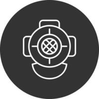 Diving Helmet Line Inverted Icon vector