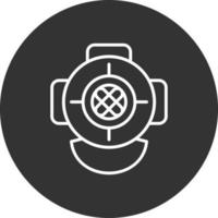 Diving Helmet Line Inverted Icon vector