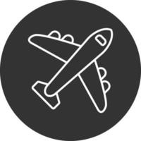 icono de línea de avión invertida vector