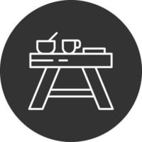 icono de línea de mesa de camping invertida vector