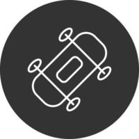 icono de línea invertida de snowboard vector