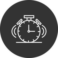icono de línea de reloj de alarma invertida vector