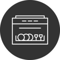 Dishwasher Line Inverted Icon vector