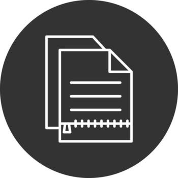 icono de línea de archivo zip invertida vector