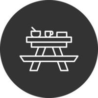 Picnic Table Line Inverted Icon vector